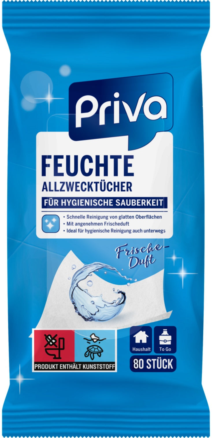 Priva Fresh Scent Cleaning Wet Wipes, 80 pcs