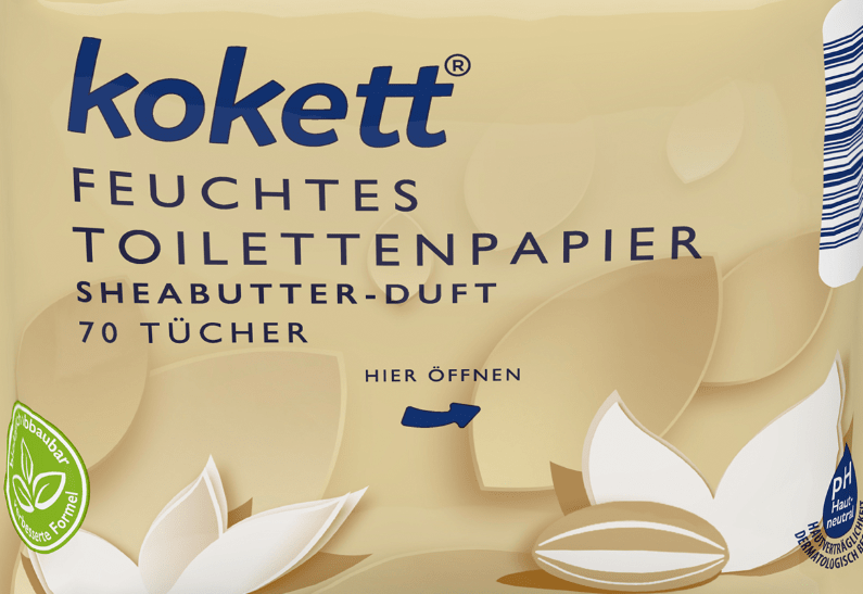 Kokett Shea Butter Scent Wet Toilet Paper, 70 pcs