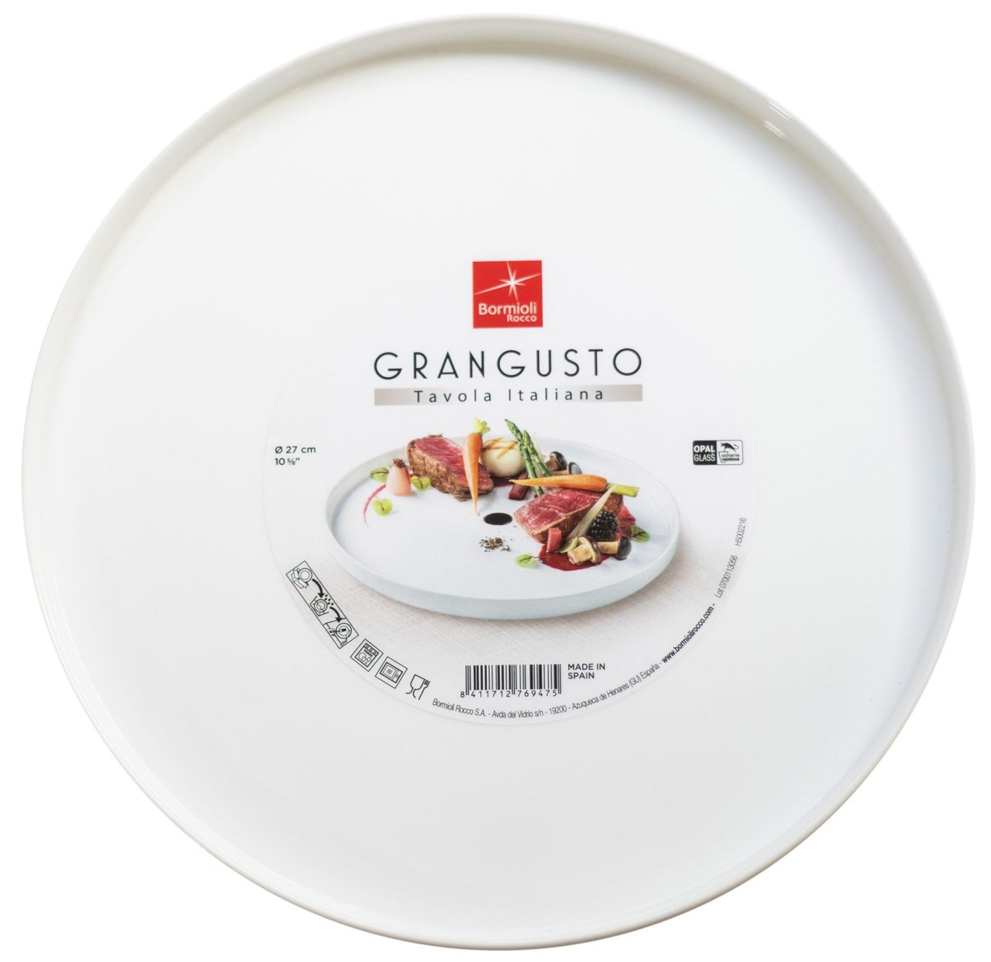 Bormioli Rocco Grangusto 410711MDF Round Rimmed Serving Dish, 27 cm