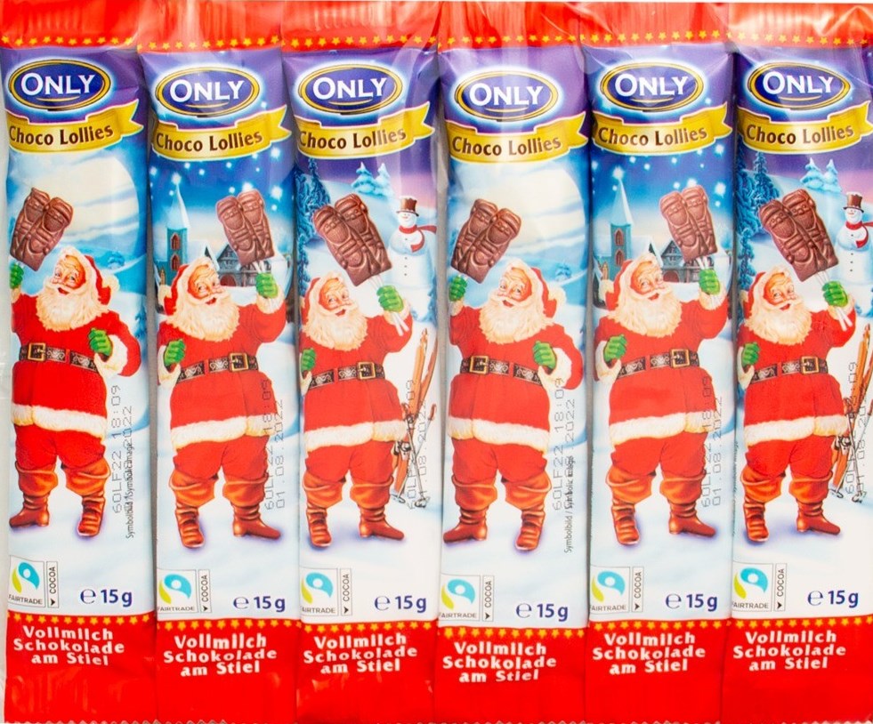 Only Santa Claus Milk Chocolate on a Stick, 15 g (Price per 1 pc)