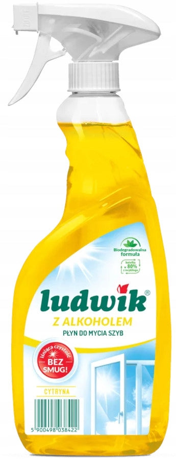 Ludwik Lemon Glass Cleaner Spray with Alcohol, 600 mL