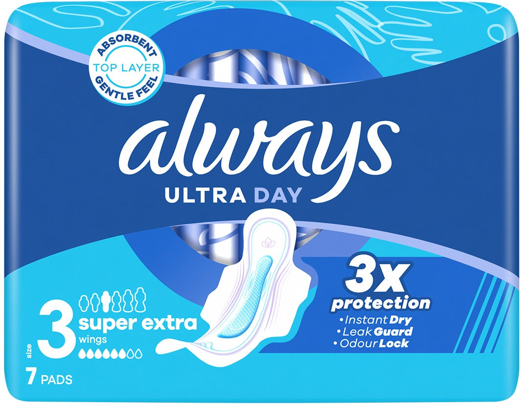 Always Ultra Day Super Extra Size 3 Sanitary Pads, 7 pcs