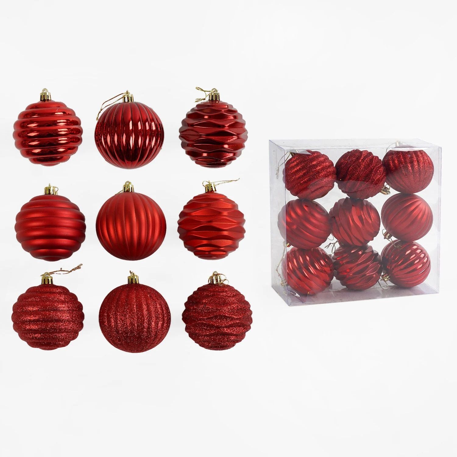 C 67260 Christmas Ball Ornaments, 8 cm Diameter, 9 pcs