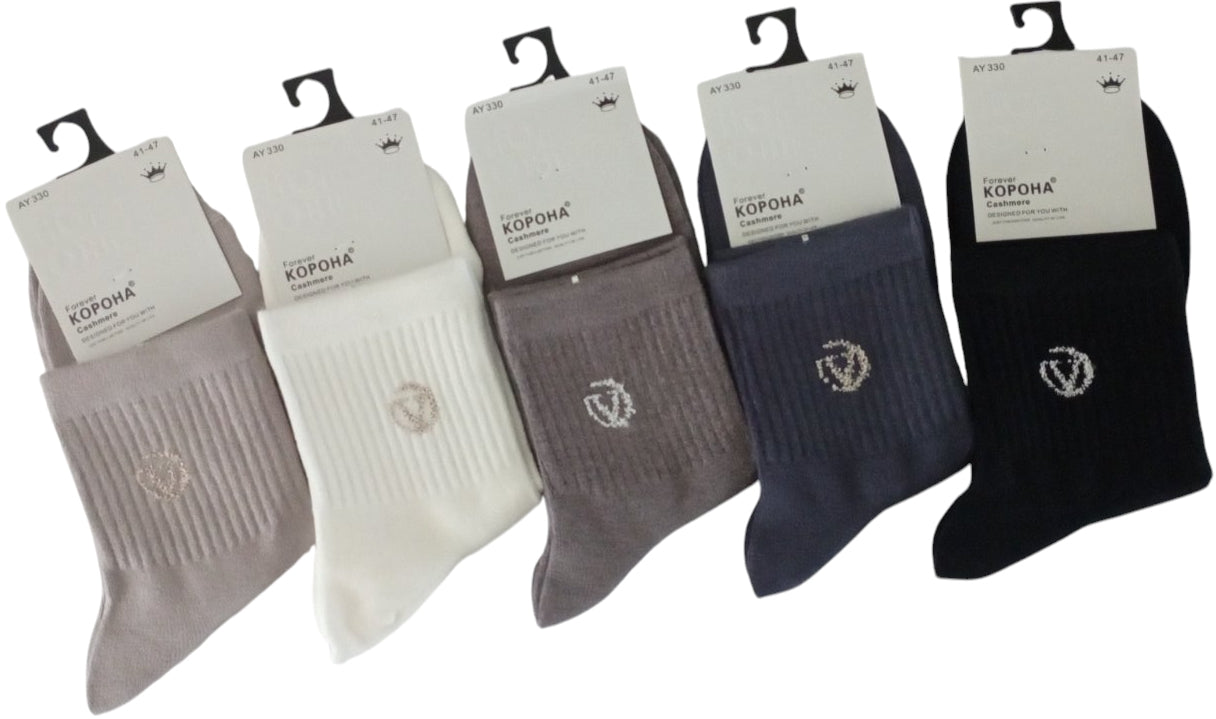 Korona AY330 Men's Cashmere Mid-Crew Socks, Size 41-47