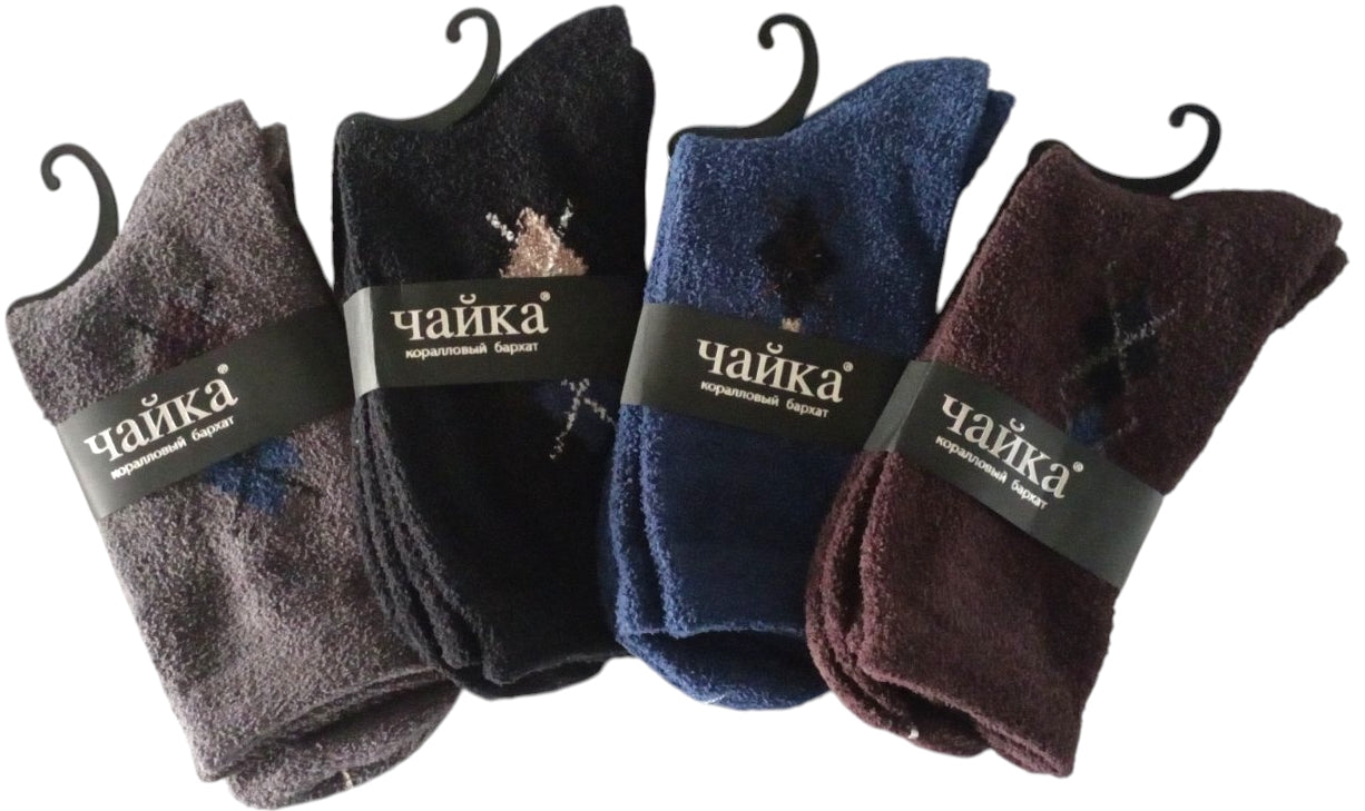 Chaika A2055 Men's Coral Velvet Long Socks, Size 41-47