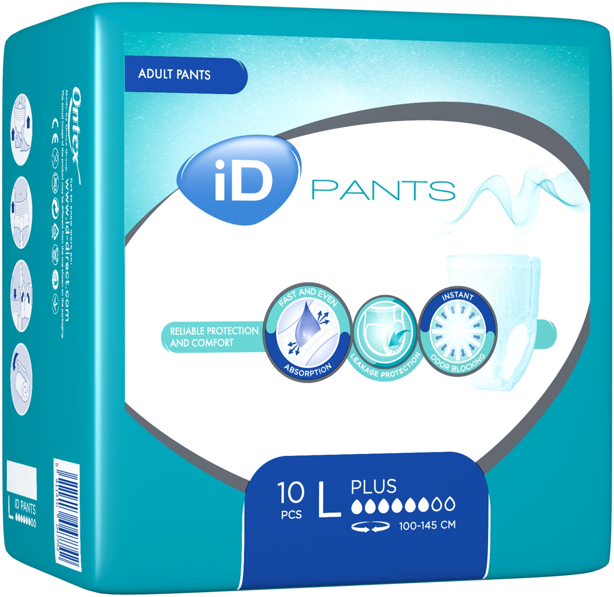 iD Slip Plus Large 100-145 cm Adult Pull-Up Incontinence Pants, 10 pcs