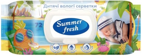 Summer Fresh Kids Wet Wipes with Lid, 72 pcs