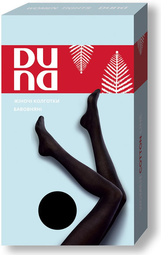Duna 3910 Women's Cotton Tights, Black, Size 5