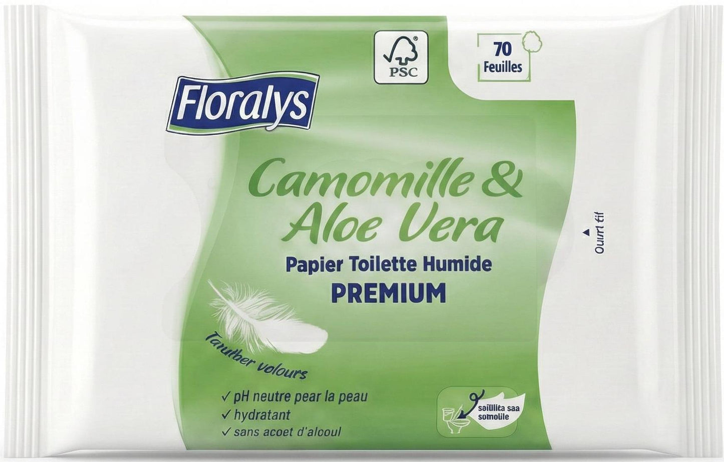 Floralys Chamomile & Aloe Vera Moist Toilet Paper, 70 pcs