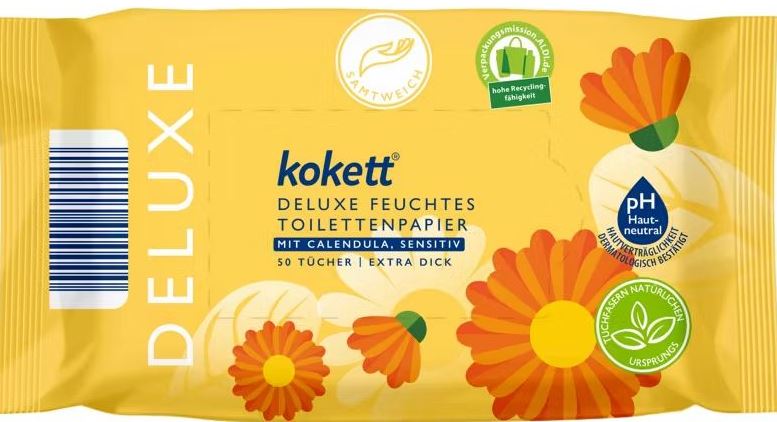 Kokett Deluxe Calendula Moist Toilet Paper, 50 pcs