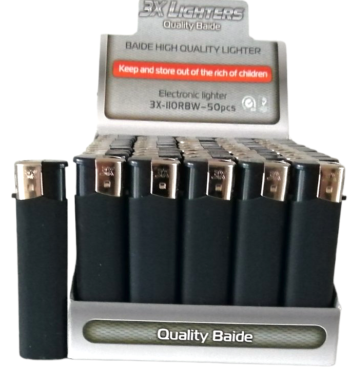 3X-110F Black Rubberized Lighter