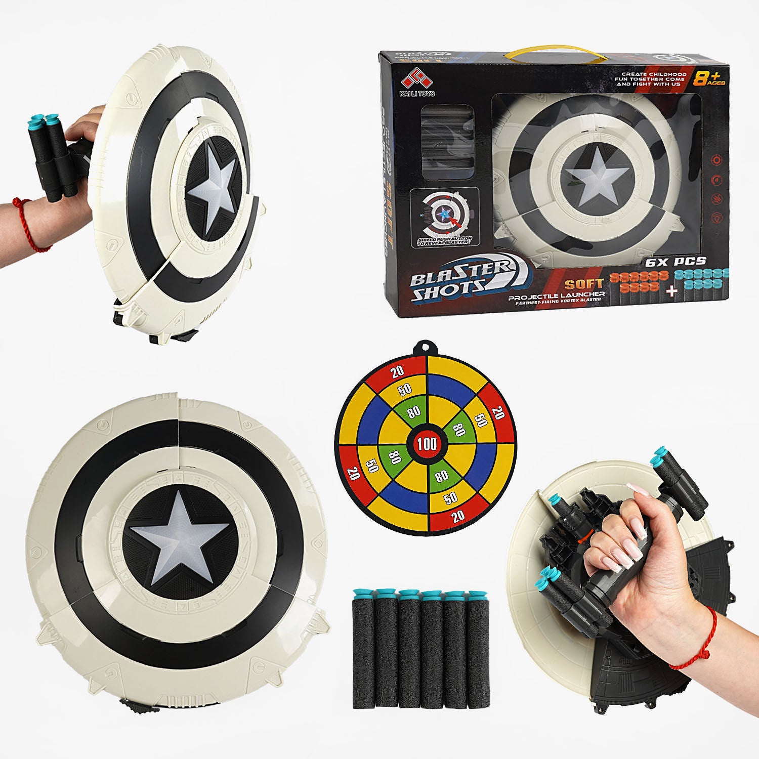 SB 575 Light-Up Mechanical Shield Blaster with Soft Darts, Moving Parts & Target