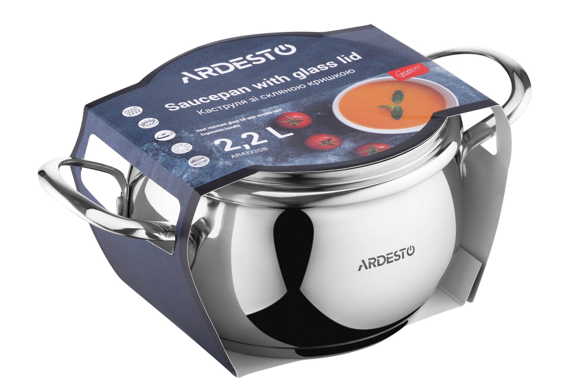Ardesto Gemini Liguria AR4322GB Pot, 16 cm, 2.2 L - Image 4
