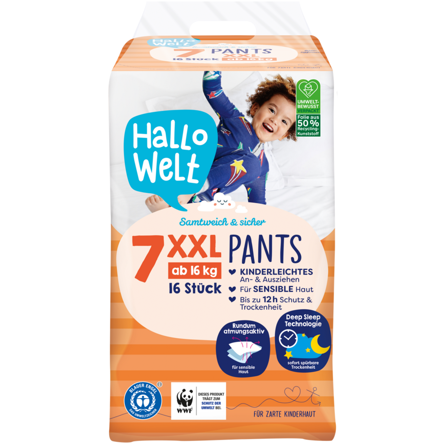 Hallo Welt Size 7 Baby Pull-Up Diaper Pants, 16+ kg, 16 pcs