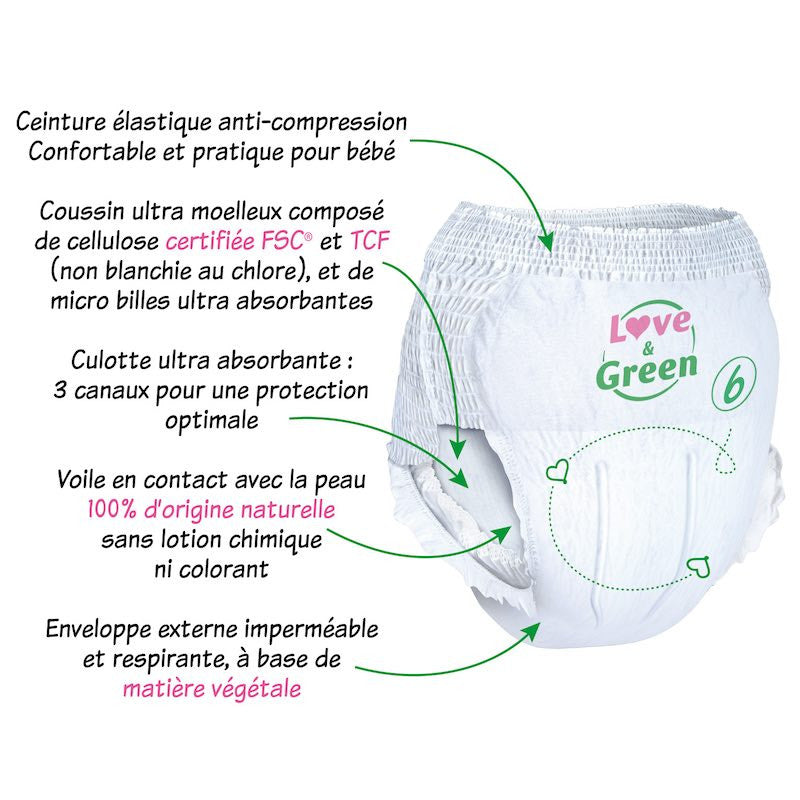 Love & Green Size 6 Baby Pull-Up Diaper Pants, 16+ kg, 16 pcs - Image 3
