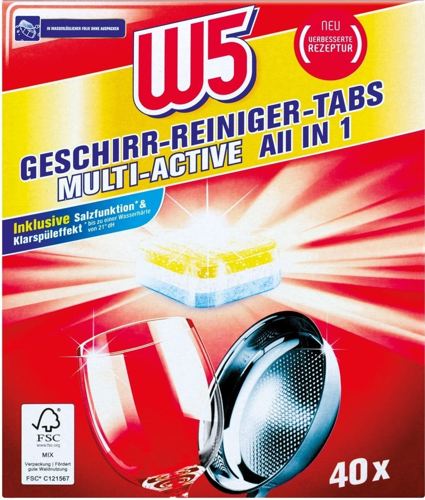 W5 All-in-1 Multi-Active Dishwasher Tablets, 40 pcs (Price per 1 pc)
