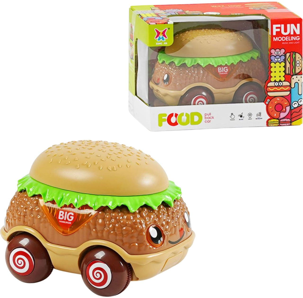 XJ534 Burger Musical Toy Car with Sound, Lights & Melody in Box