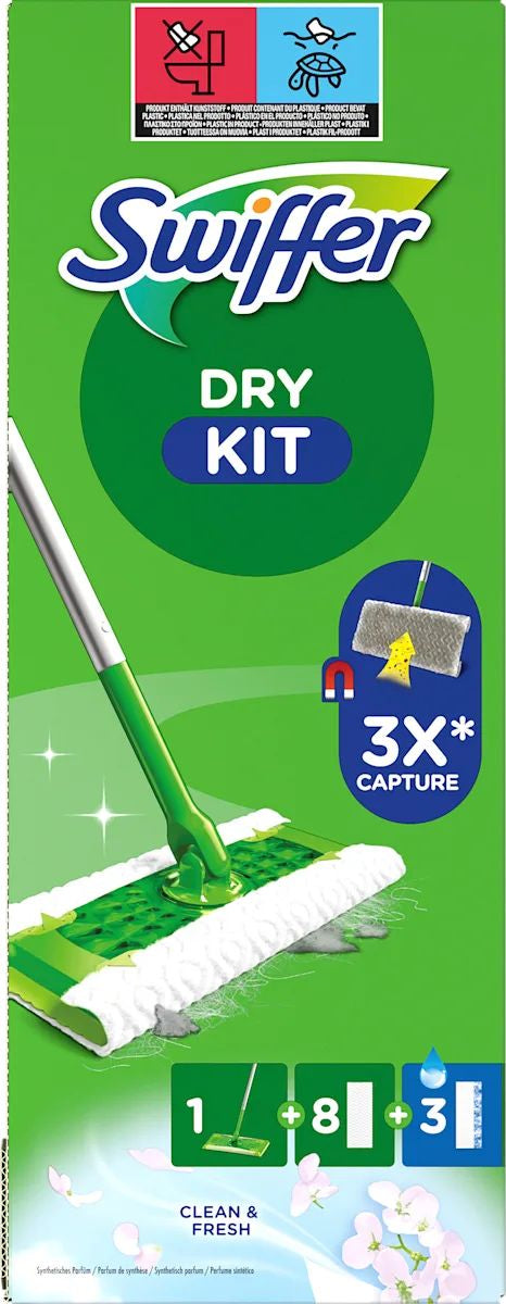Swiffer Dry Kit Floor Mop with 8 Dry & 3 Wet Cloths