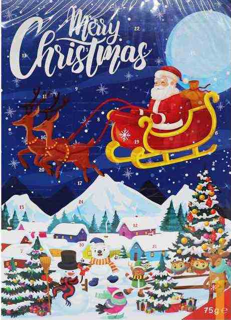 Merry Christmas Advent Calendar, 75 g