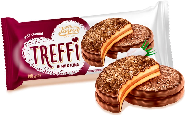 Zagora Treffi Sugar Cookies in Milk Glaze with Coconut, 100 g