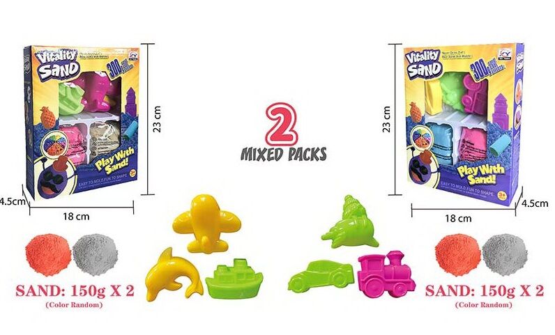 Vitality Sand 1906 E Kinetic Sand Set with 2 Colors & 3 Molds, 300 g