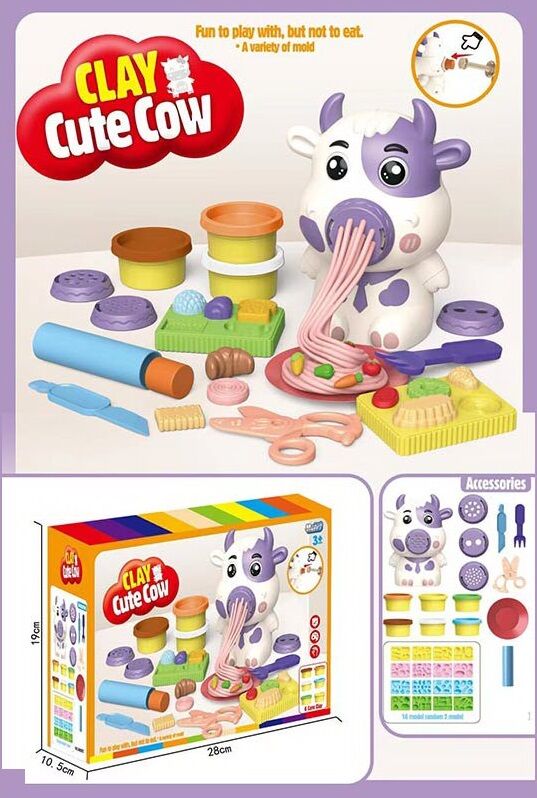 SM8078 Clay Cute Cow Modeling Dough, 6 pcs