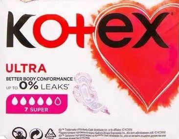 Kotex Ultra Dry Super Sanitary Pads, 7 pcs