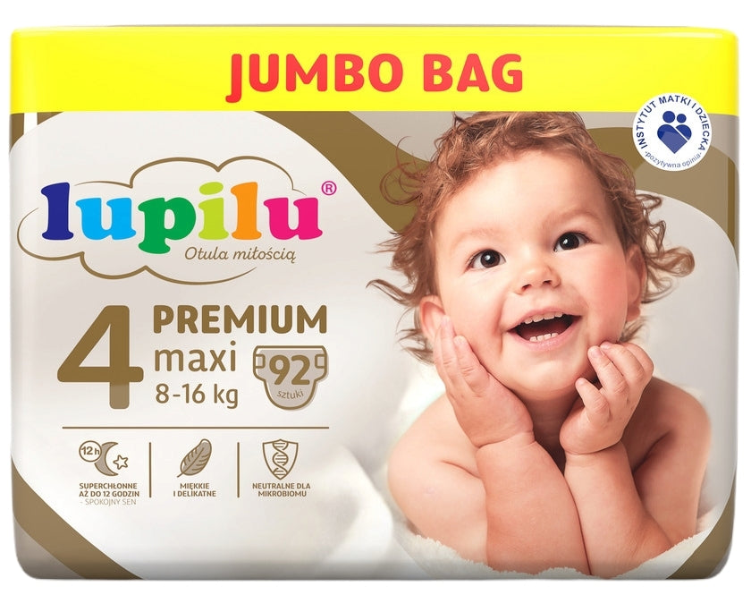 Lupilu Premium Jumbo Bag 4 Baby Diapers, 92 pcs, 8-16 kg