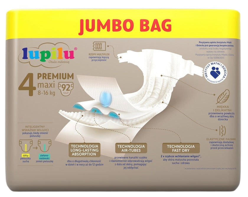 Lupilu Premium Jumbo Bag 4 Baby Diapers, 92 pcs, 8-16 kg - Image 2