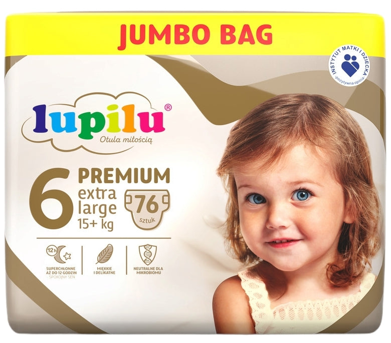 Lupilu Premium Jumbo Bag 6 Baby Diapers, 76 pcs, 15+ kg