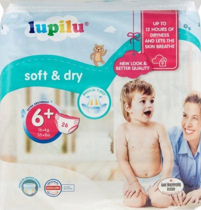 Lupilu Soft & Dry 6+ Baby Diapers, 26 pcs, 16+ kg