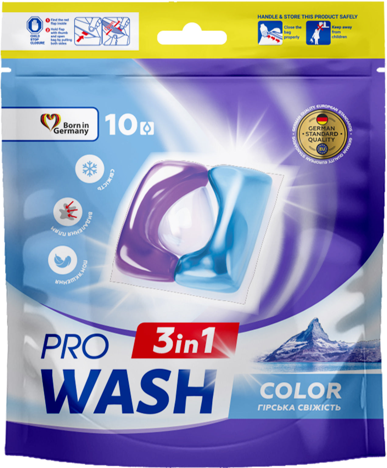 Pro Wash Color Mountain Freshness Laundry Detergent Pods, 10 pcs