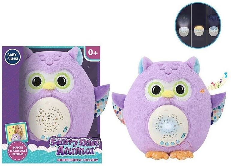 Owl Night Light 1986-2 with Melodies, Heartbeat & Starry Sky Projector