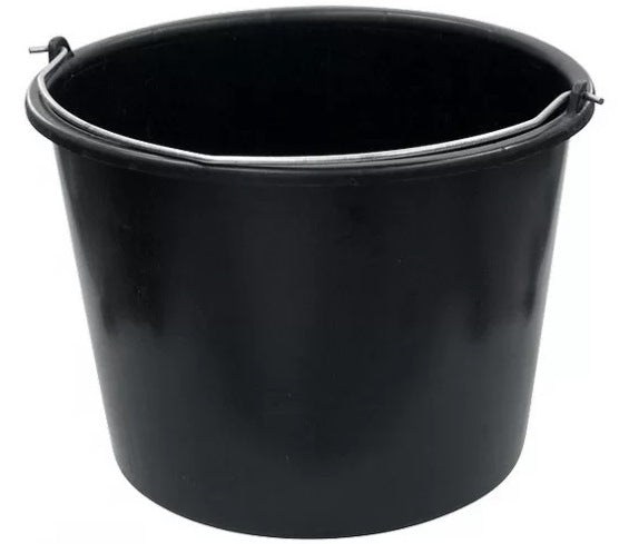 Black Plastic Bucket, 12 L