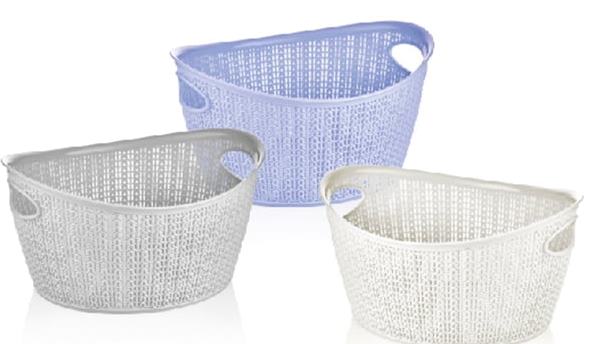 Ucsan Plastik M-069 Oval Knit-Style Basket, 35 x 29 x 18.5 cm, 9 L