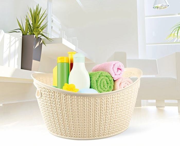 Ucsan Plastik M-069 Oval Knit-Style Basket, 35 x 29 x 18.5 cm, 9 L - Image 4