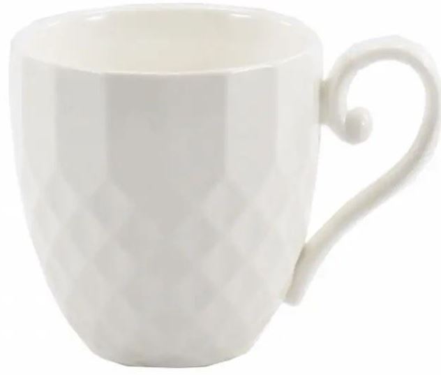 Interos PJO3388 White Porcelain Ceramic Mug, 310 mL