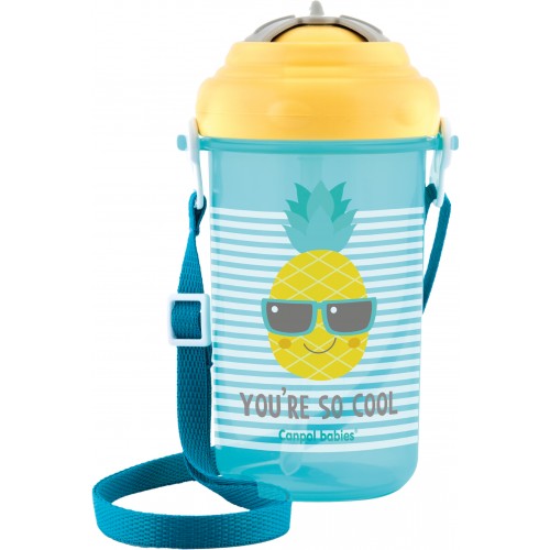 Canpol Babies 4/102 Yellow So Cool Bottle with Folding Silicone Straw, 400 mL