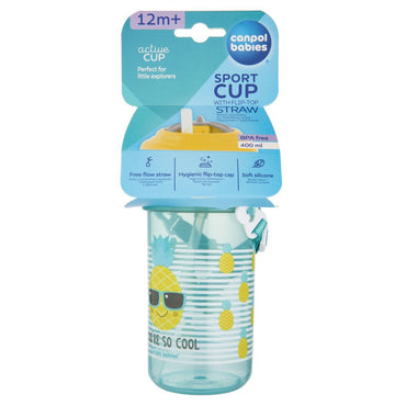 Canpol Babies 4/102 Yellow So Cool Bottle with Folding Silicone Straw, 400 mL - Image 2