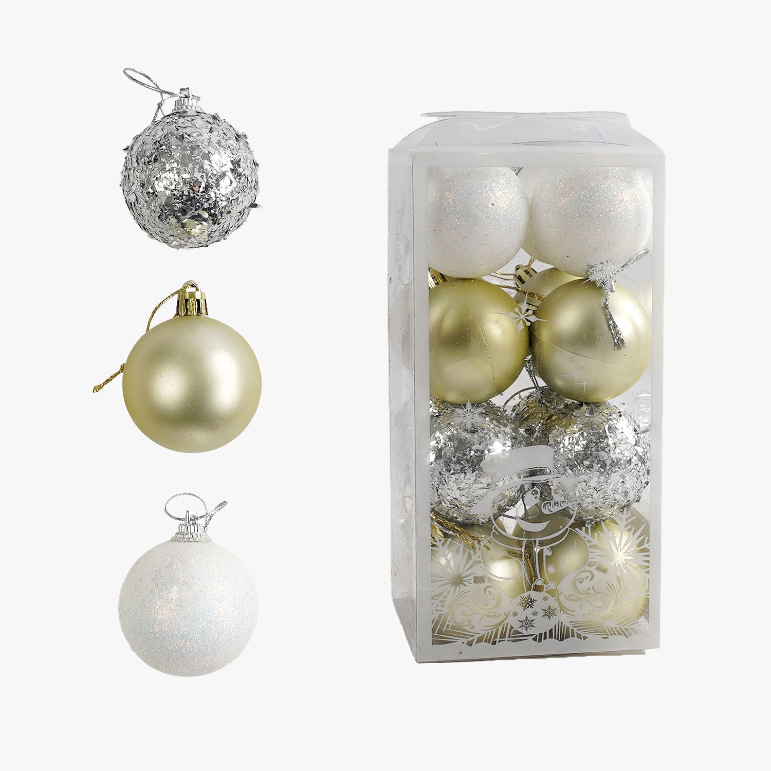 C 67359 Christmas Ball Ornaments, 4.5 cm Diameter, 16 pcs