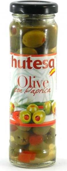 Hutesa Pitted Green Olives with Paprika, 140 g