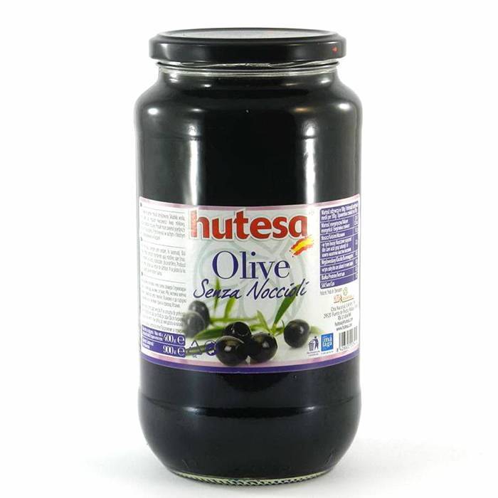 Hutesa Pitted Black Olives in Glass Jar, 900 g