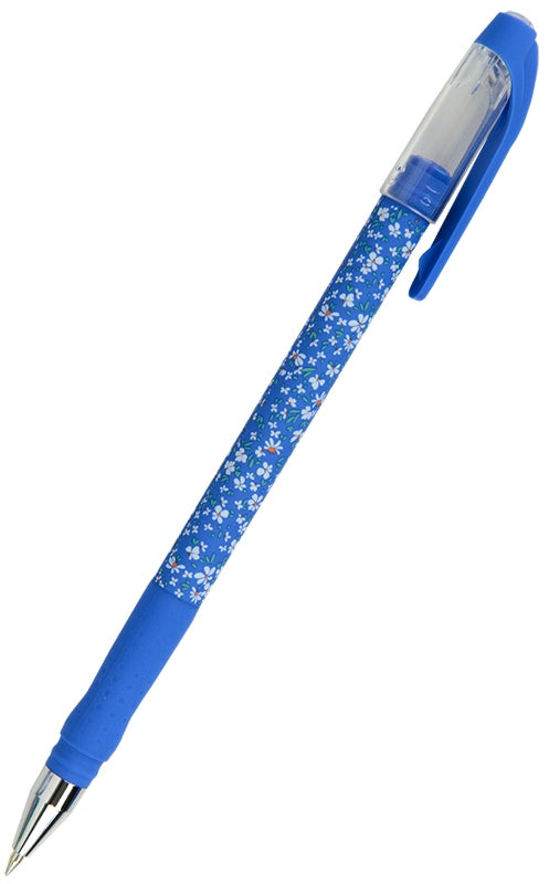 Axent AB1049-36-A Blue Floral Ballpoint Pen, Blue Ink, 0.5 mm