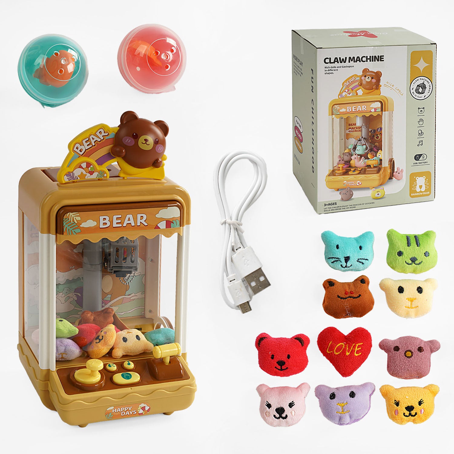 G232A Toy Claw Machine with Lights, Melodies, Battery & Mains Power