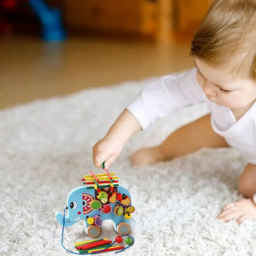 C49956 Elephant Wooden Push-Along Toy with Blocks - Image 2