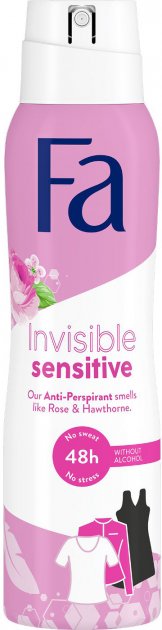 Fa Invisible Sensitive Rose & Hawthorn Women's Antiperspirant Spray, 150 mL