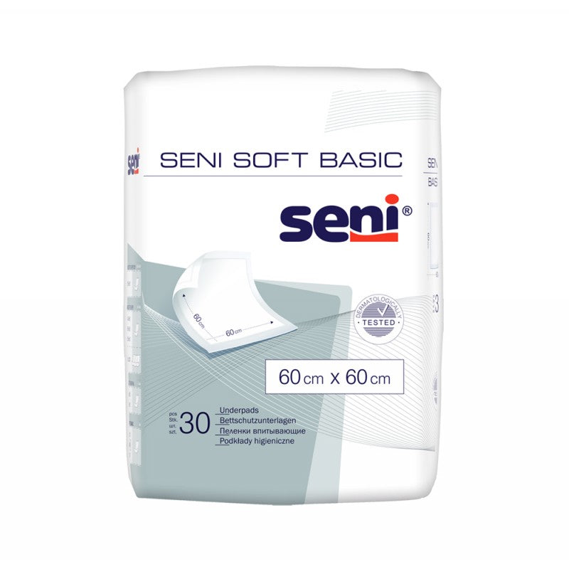 Seni Soft Basic Adult Underpads, 30 pcs, 60 x 60 cm