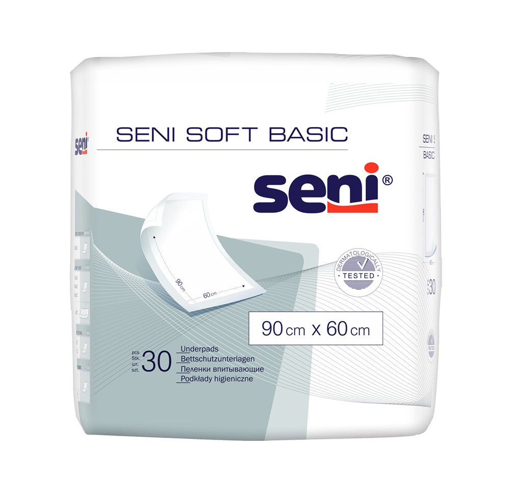 Seni Soft Basic Adult Underpads, 30 pcs, 90 x 60 cm