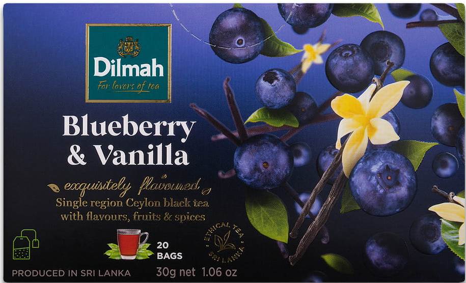 Dilmah Blueberry & Vanilla Black Tea, 20 Bags, 30 g