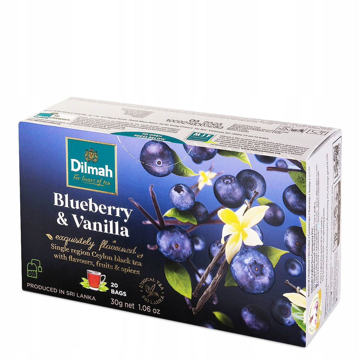 Dilmah Blueberry & Vanilla Black Tea, 20 Bags, 30 g - Image 2